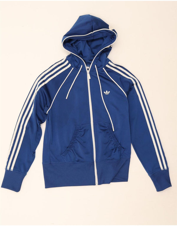 Adidas Pull à capuche zippé pour femme EU 40 Bleu moyen Polyester Sports