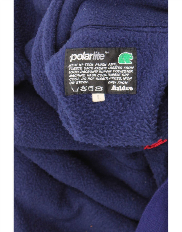 Malden Pull polaire à col boutonné pour homme Bleu Taille L