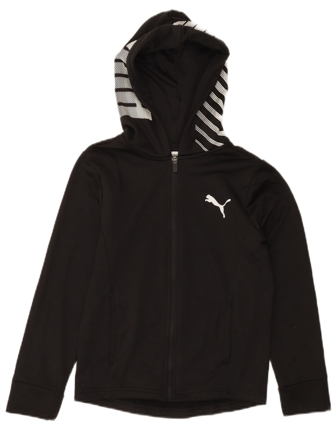 PUMA Pull à capuche zippé graphique pour fille 7-8 ans Petit Noir Polyester