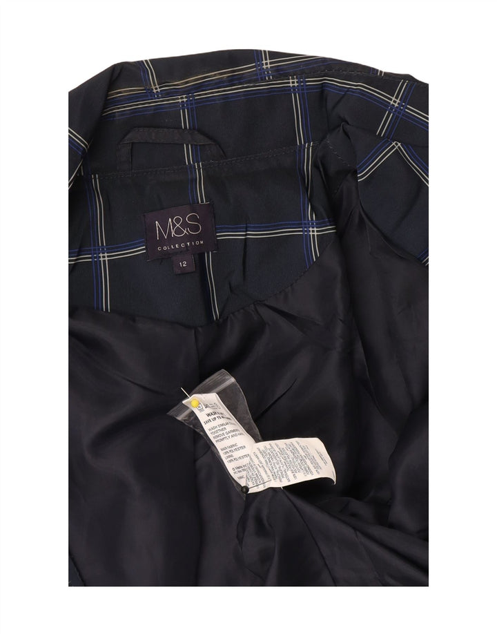Marks & Spencer Trench-Coat Femme UK 12 Medium Bleu Marine à Carreaux Polyester