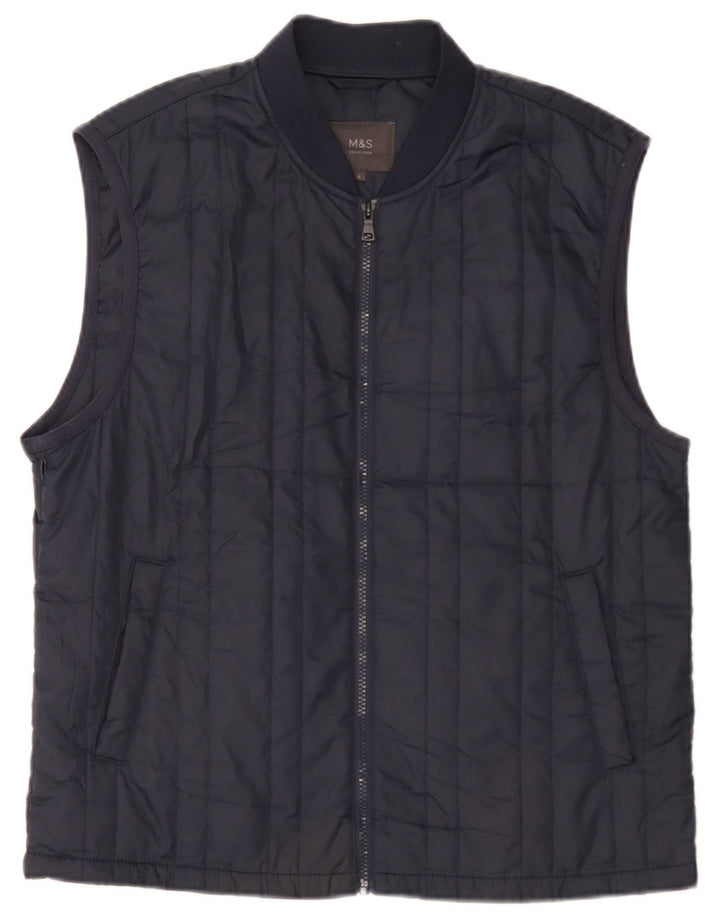 Marks & Spencer Gilet Doublure Homme UK 38 Moyen Bleu Marine Polyester