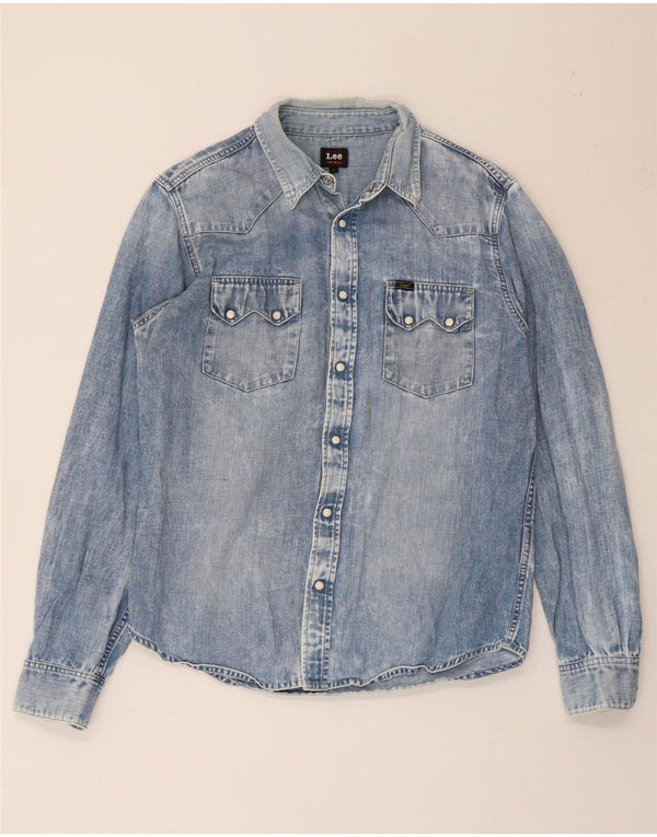 Lee Chemise en jean délavé à l'acide pour hommes, grand coton bleu