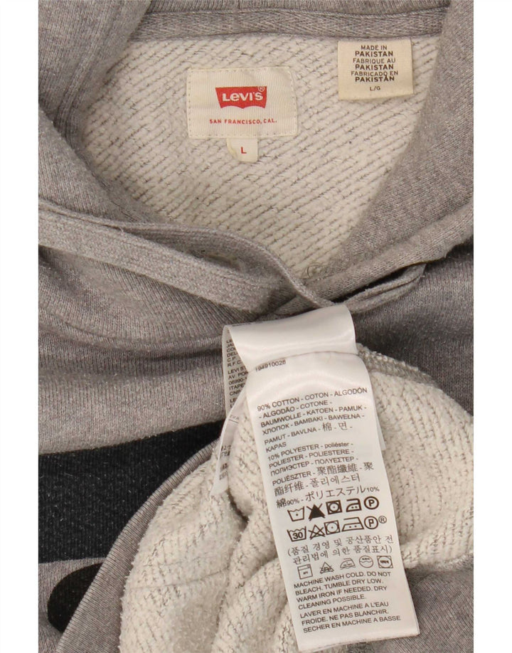 Levi's Pull à Capuche Graphique Homme Gris Coton Large