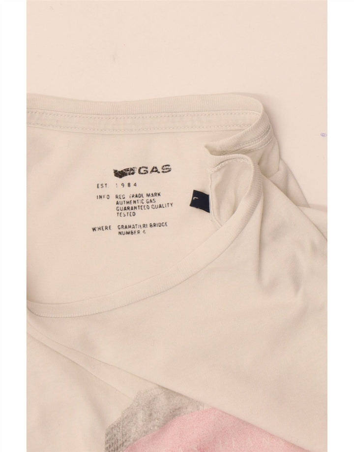 Gas Haut graphique à manches longues pour femme UK 16 Large Blanc