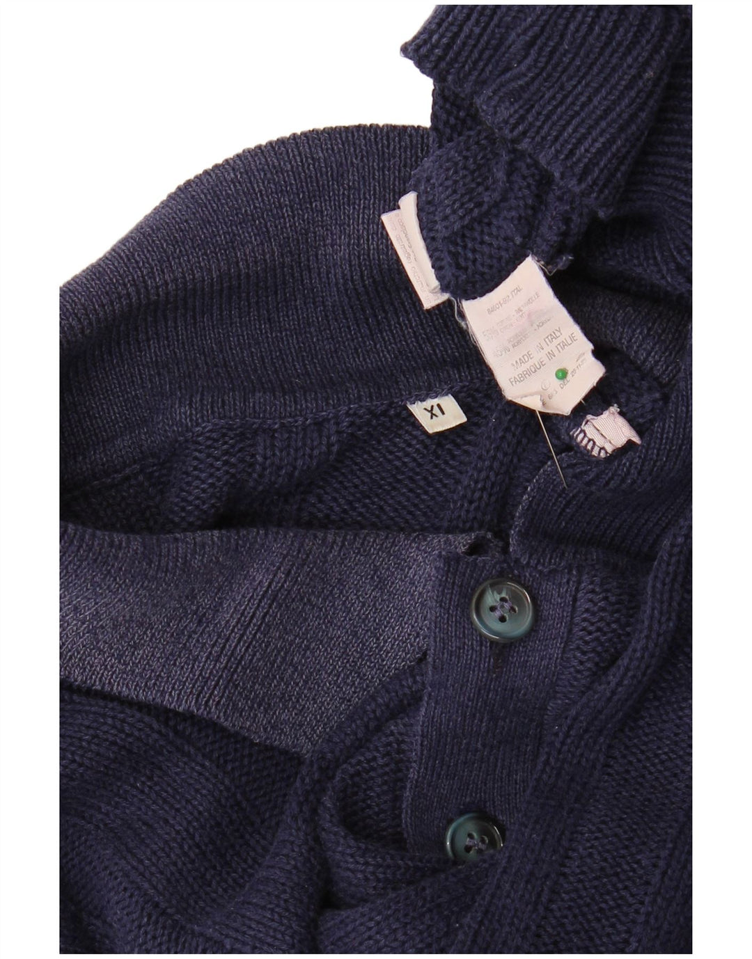 VINTAGE Homme Col Polo Pull XL Bleu Marine Coton