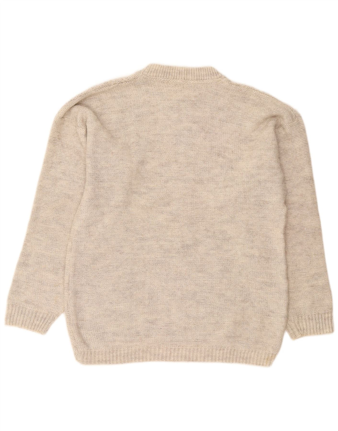 vintage Womens Crew Neck Jumper Pull UK 16 Grand Gris