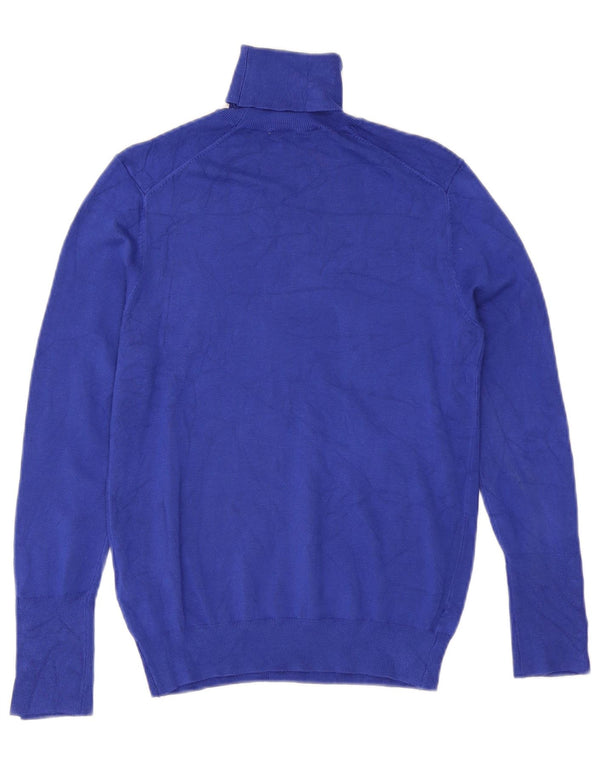 Zara Pull col roulé pour femme UK 14 Large Bleu Viscose