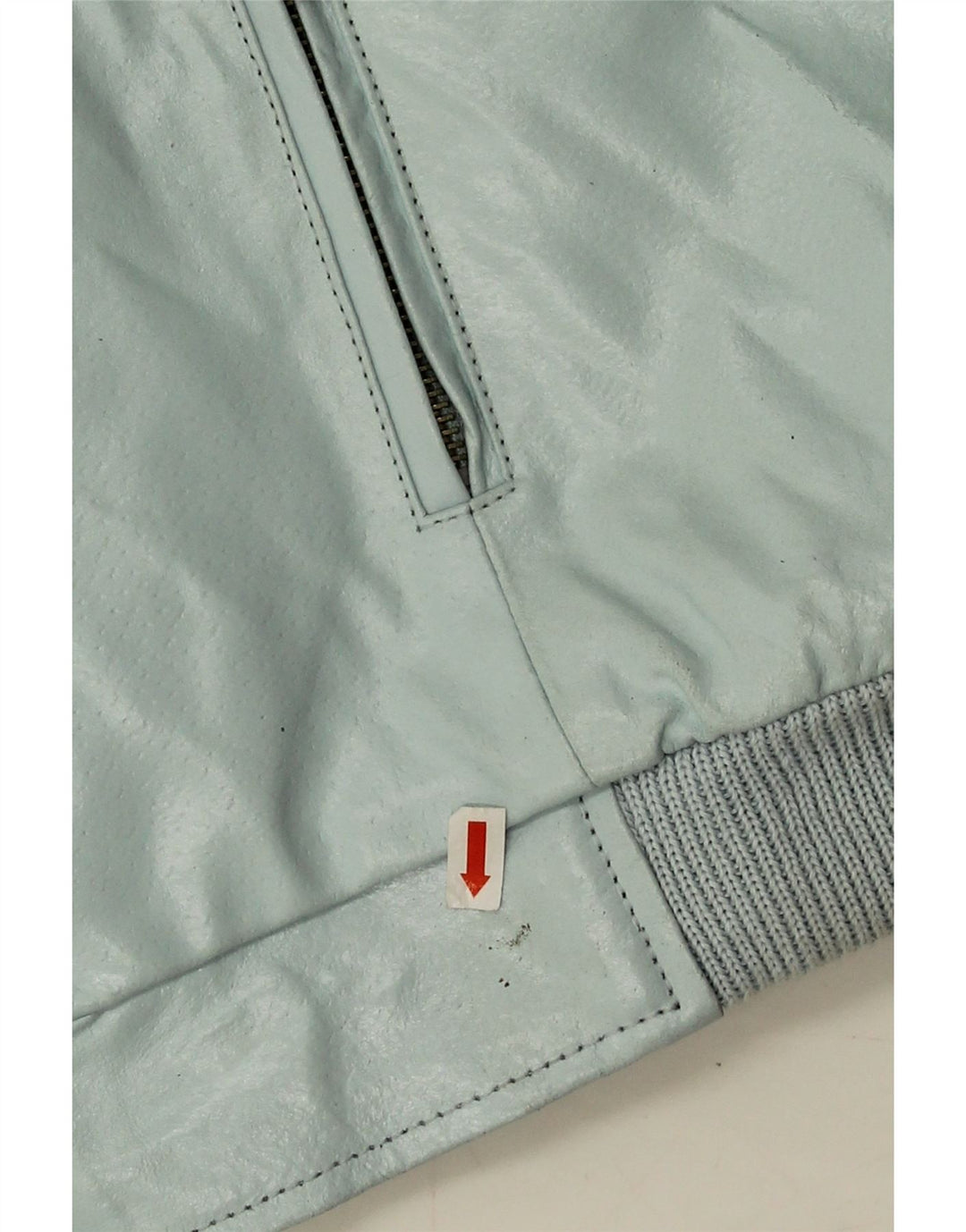 vintage Femmes Crop Faux Cuir Bomber Jacket IT 44 Bleu Moyen