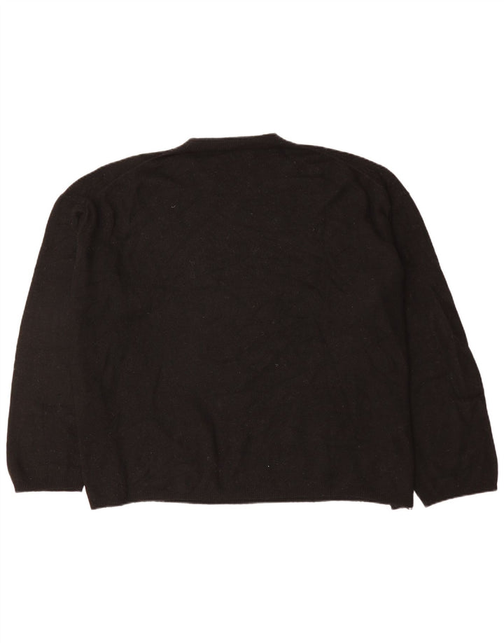 ZARA Pull surdimensionné à col rond pour femme UK 18 XL Laine noire