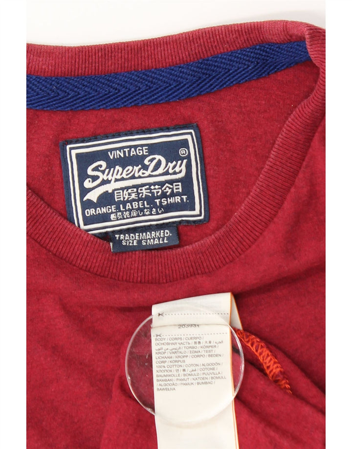 Superdry Homme T-Shirt Top Petit Rouge Coton