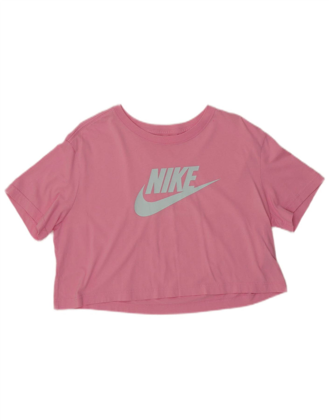 NIKE Womens Crop Graphic T-Shirt Top UK 14 Coton Rose Moyen