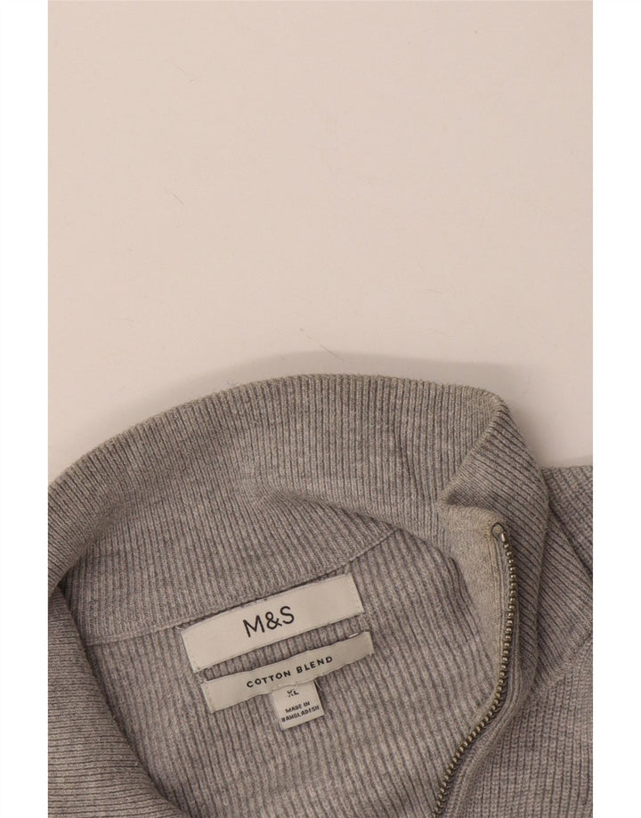 Marks & Spencer Pull col zippé pour homme XL Gris Coton