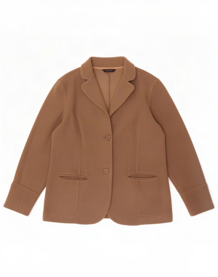 Lands End Veste blazer en polaire à 2 boutons pour femme UK 12 Beige moyen Polyester
