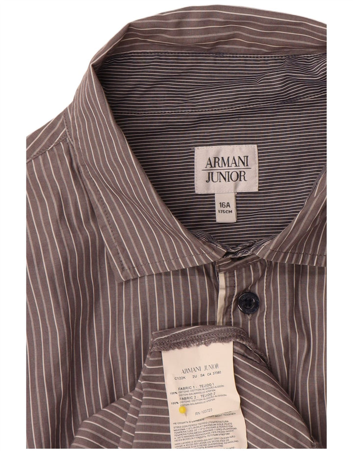 Armani Junior Chemise Garçon 15-16 ans Gris Coton Rayé