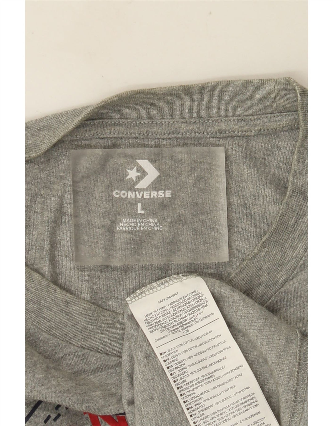 CONVERSE Haut graphique Chuck Taylor à manches longues pour hommes, grand coton gris