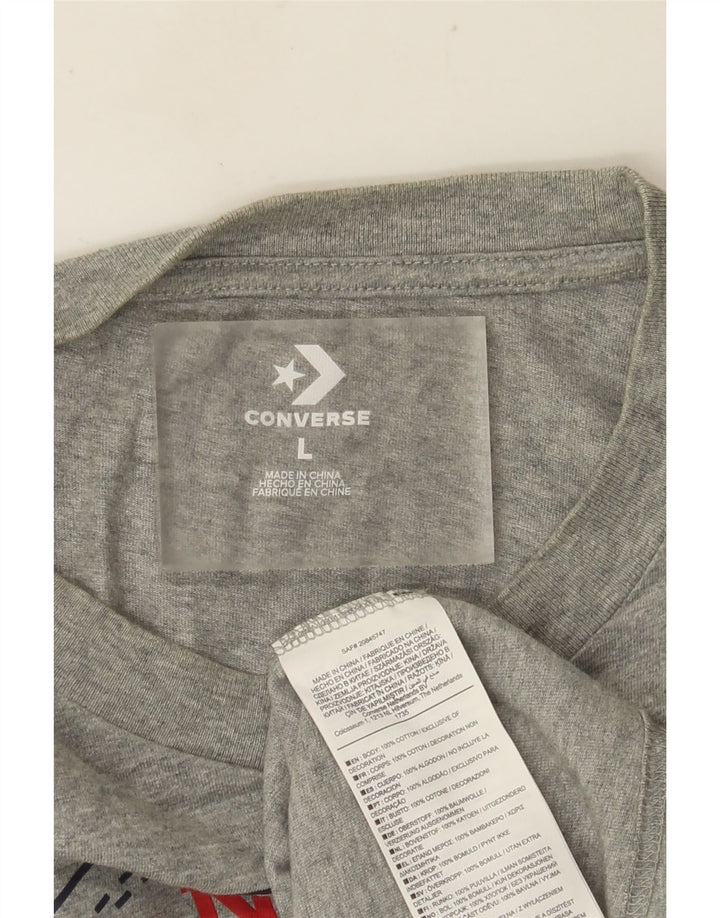 CONVERSE Haut graphique Chuck Taylor à manches longues pour hommes, grand coton gris