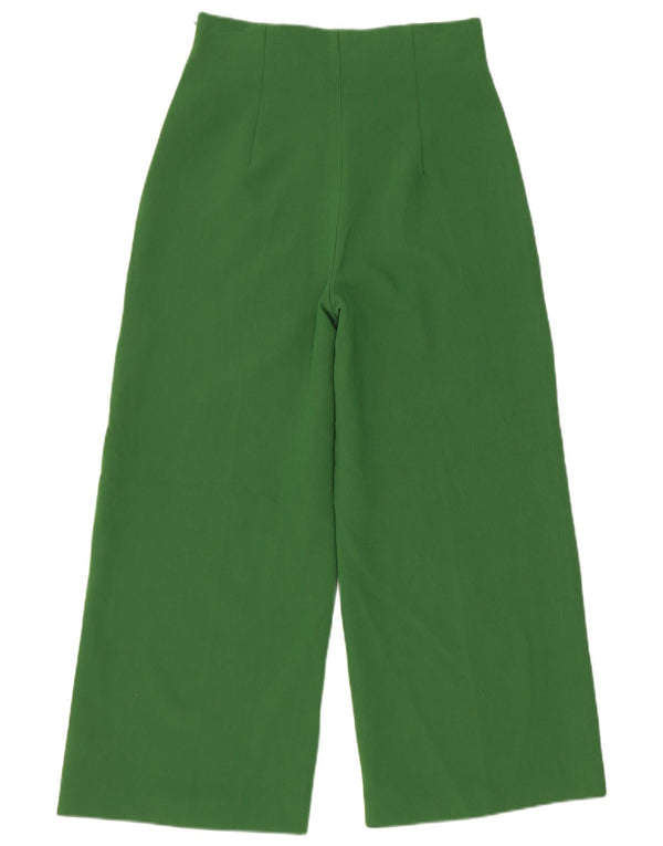 Zara Pantalon décontracté à jambe large pour femme Petit W26 L25 Vert