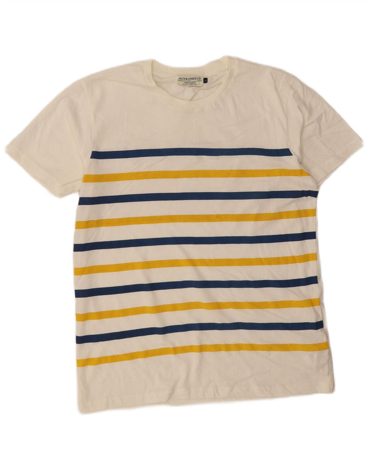 JACK & JONES T-Shirt Homme Haut Large Blanc Rayé Coton