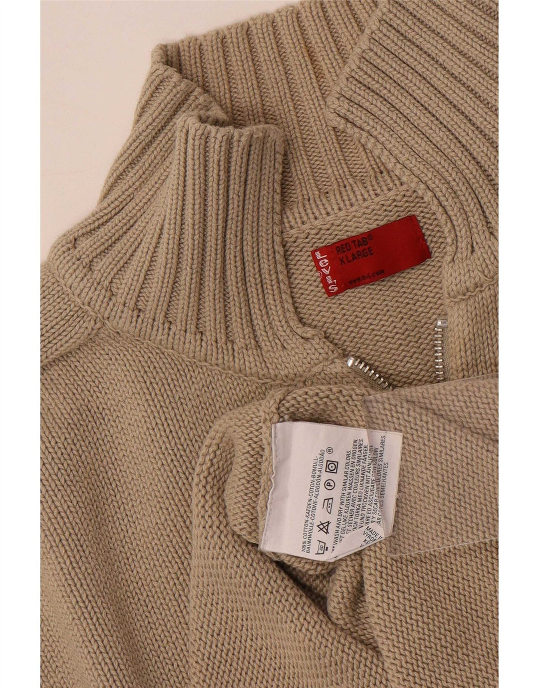 Levi's Cardigan Full Zip Pull XL Homme Beige Coton