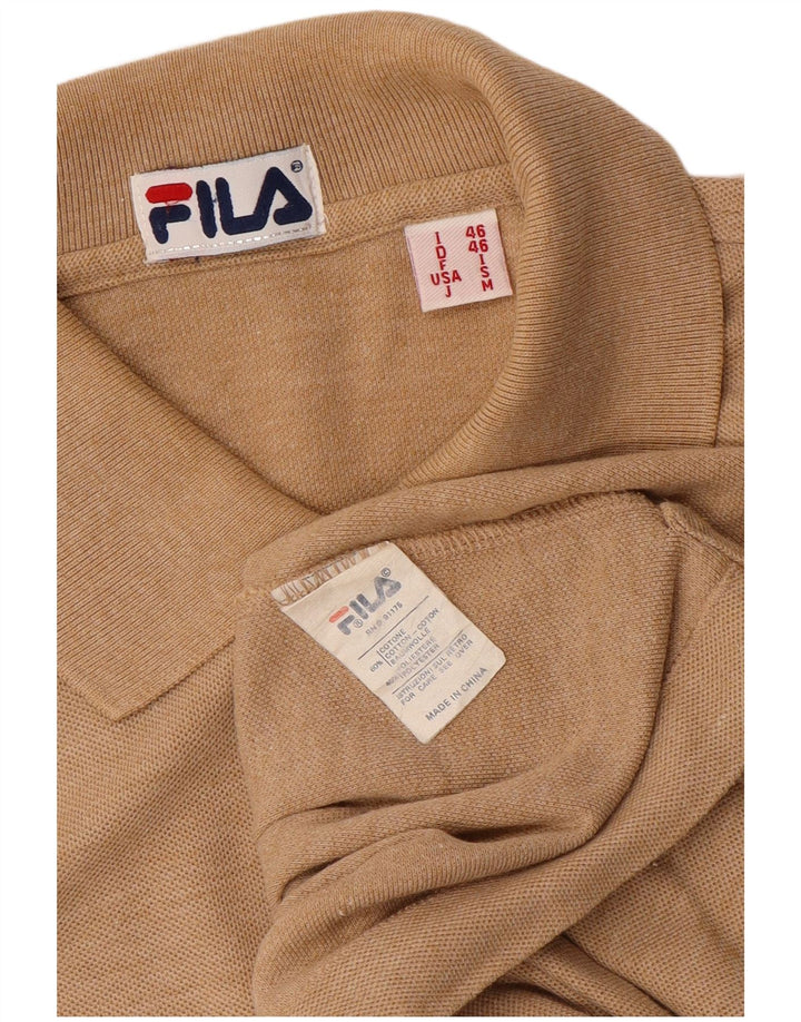 FILA Polo Homme IT 46 Small Marron Moucheté Coton