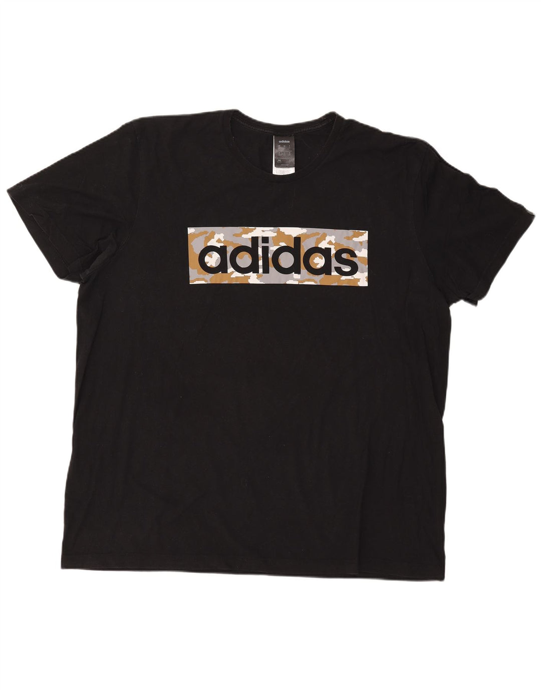 ADIDAS T-Shirt Graphique Homme Top 2XL Coton Noir