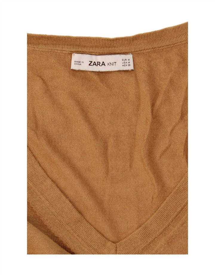 Zara Pull surdimensionné à col en V pour femme UK 14 Marron moyen