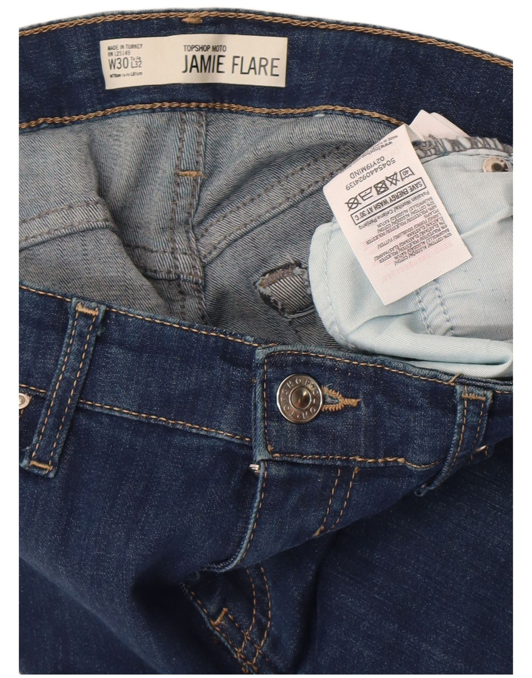 TOPSHOP Jean évasé Jamie W30 L32 pour femme en coton bleu