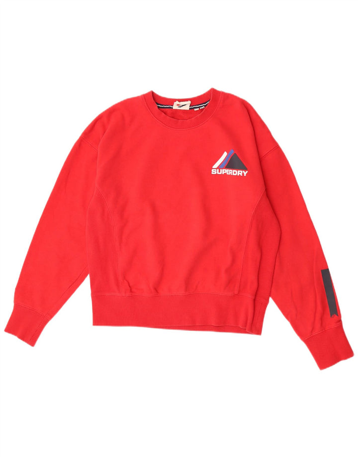 Superdry Sweat-Shirt Graphique Femme UK 12 Coton Rouge Moyen