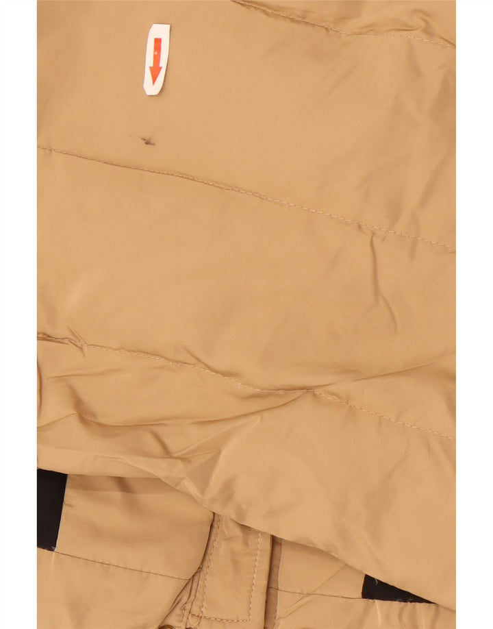 Zara Manteau rembourré à capuche pour femme UK 14 Polyester beige moyen