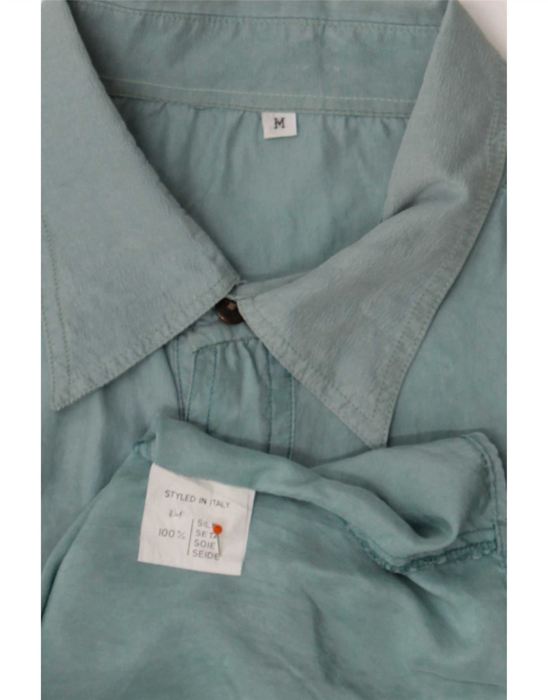 Chemise Homme Vintage Soie Bleu Moyen
