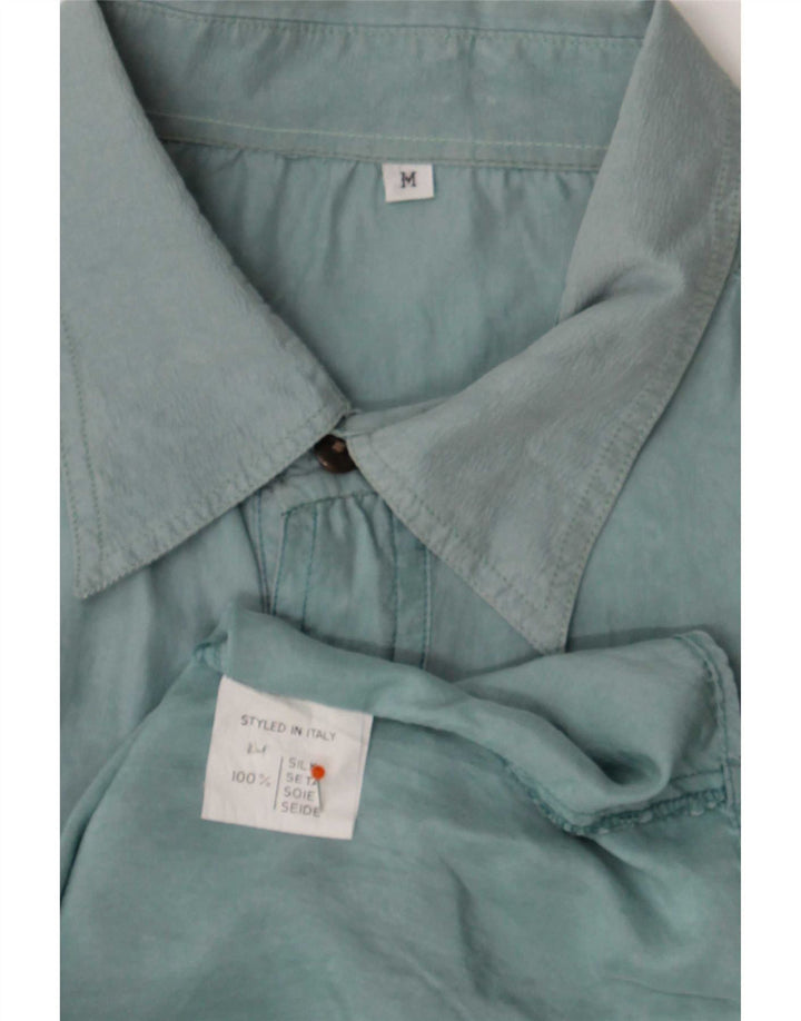 Chemise Homme Vintage Soie Bleu Moyen