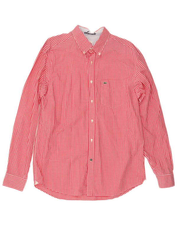 Lacoste Chemise Regular Fit Homme Taille 43 Grand Coton Vichy Rouge
