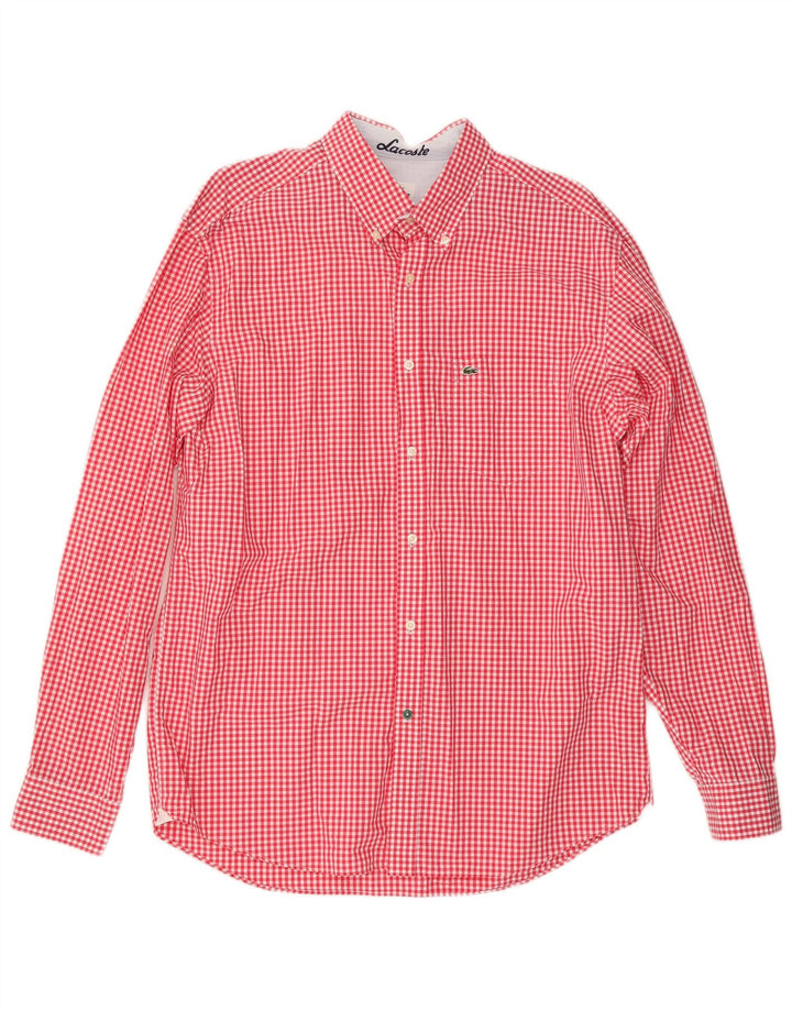 Lacoste Chemise Regular Fit Homme Taille 43 Grand Coton Vichy Rouge