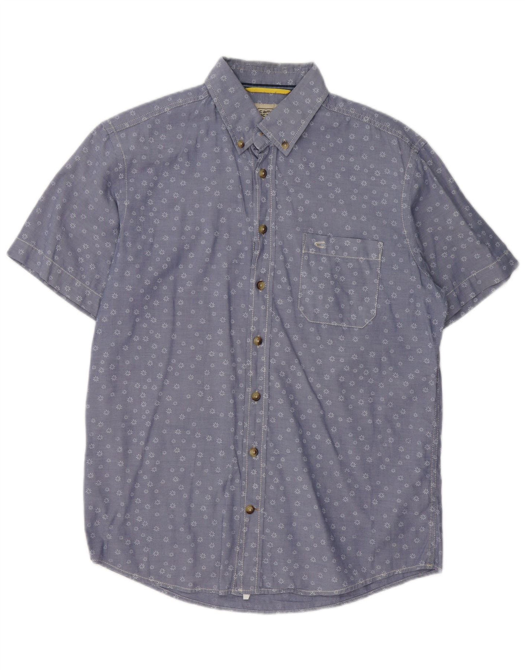Chemise à Manches Courtes Homme Camel Active Coton Floral Bleu Moyen