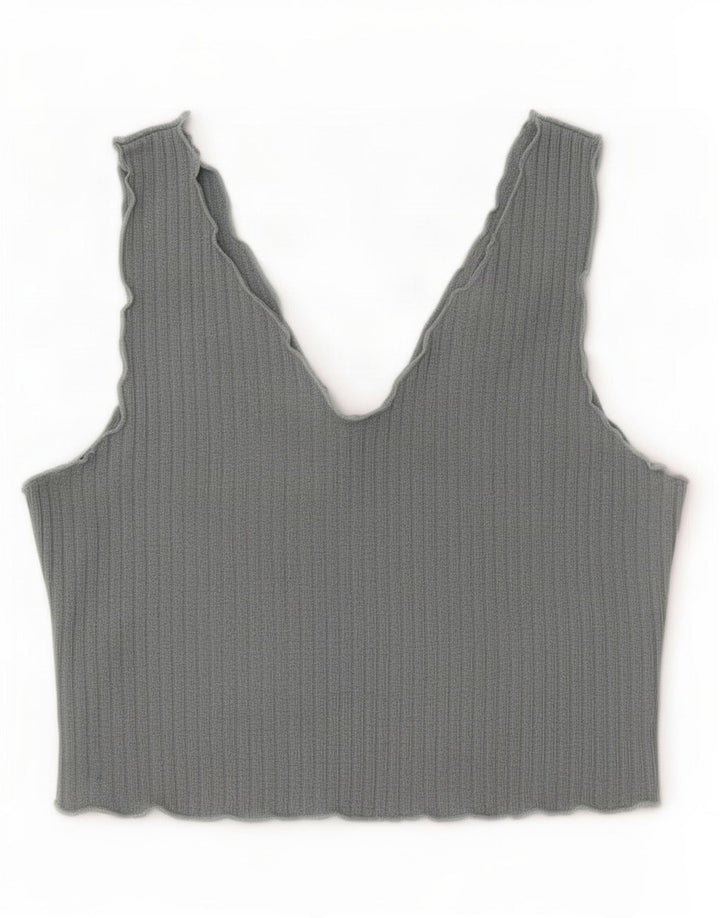 Shein Haut court sans manches pour femme UK 44 Large Gris Polyester