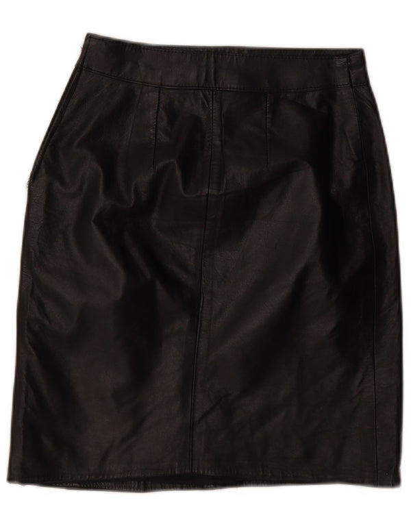 jupe en cuir femme vintage W24 XS Noir