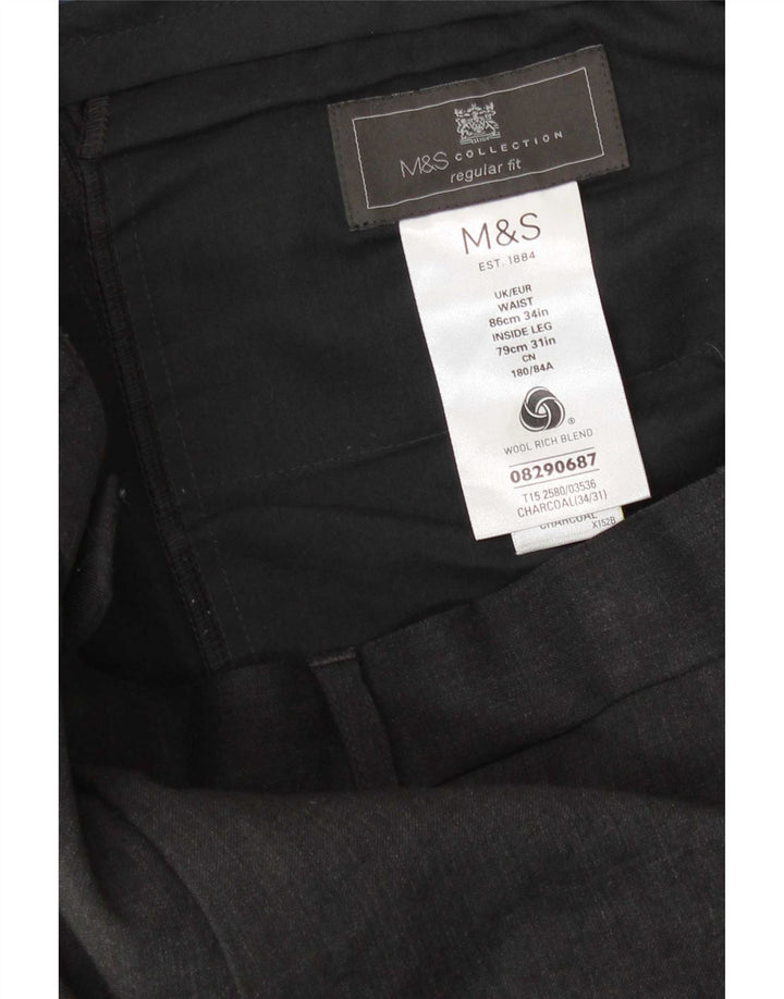 Marks & Spencer Pantalon de costume coupe classique pour homme W34 L31 Gris laine