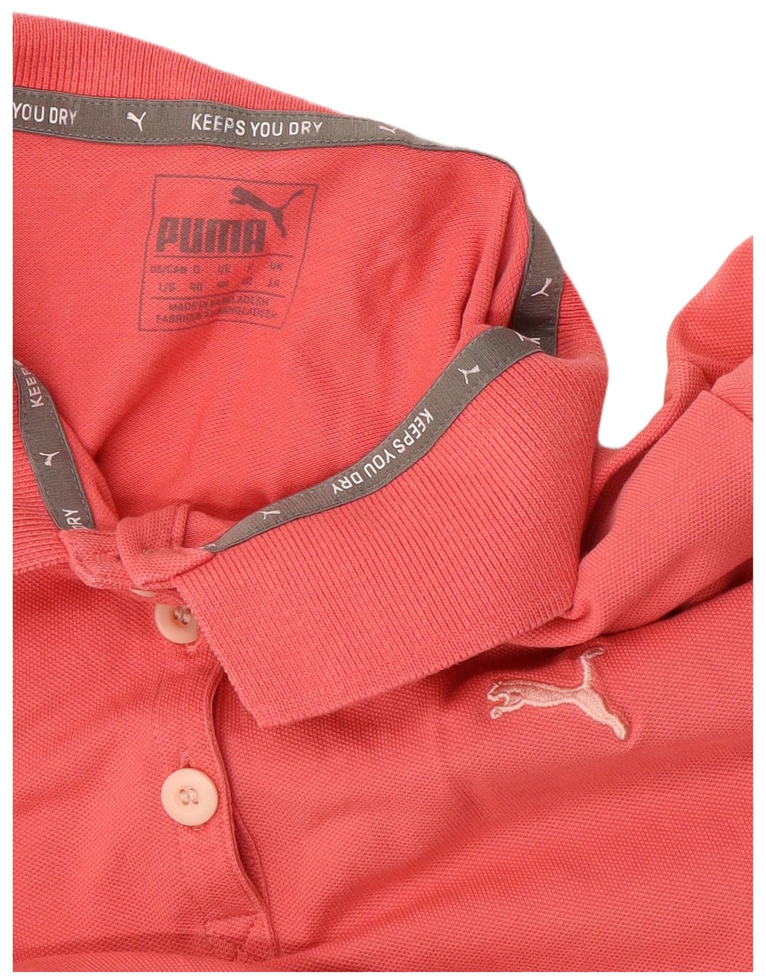 PUMA Womens Polo Shirt UK 14 Medium Pink Cotton
