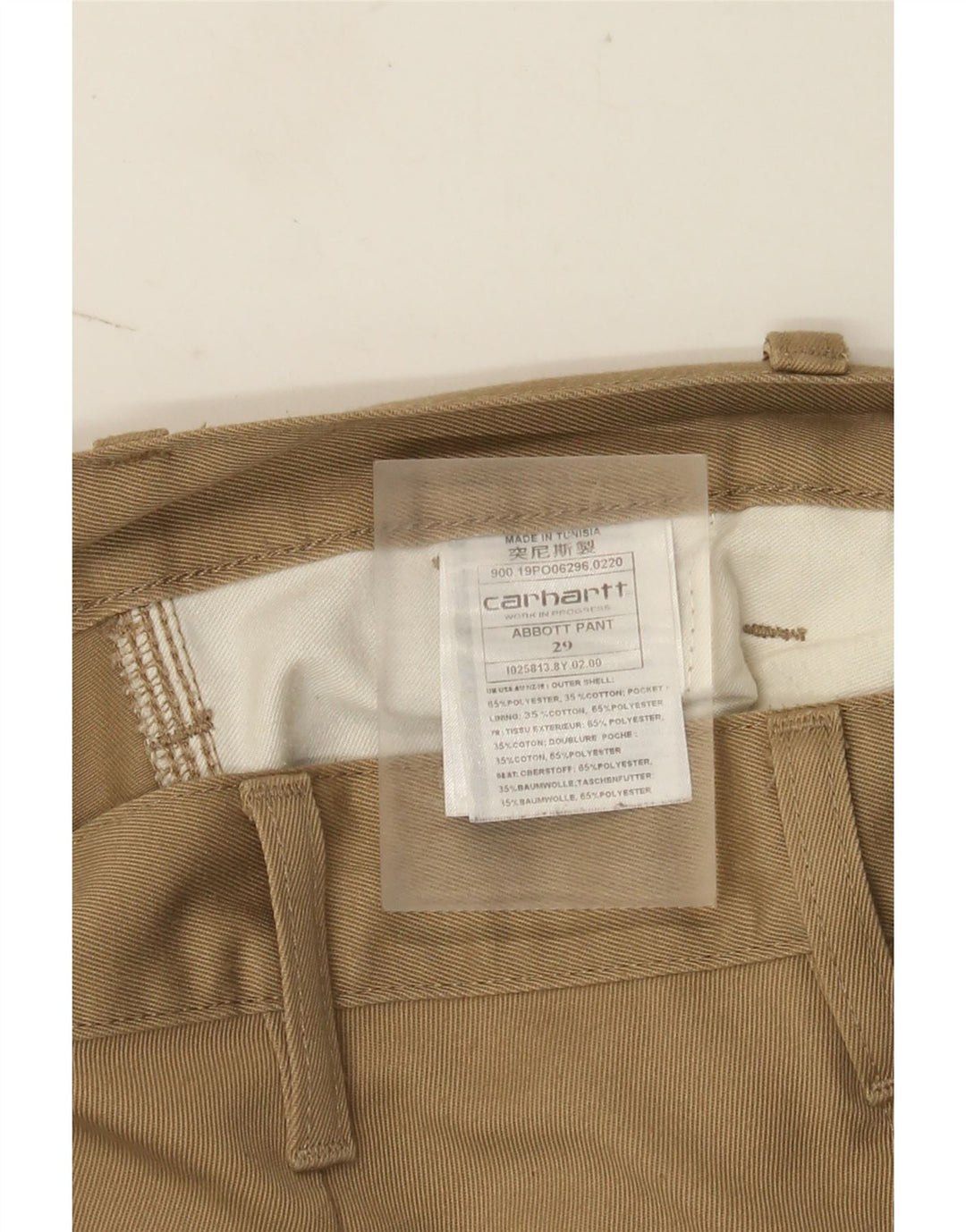 Carhartt Pantalon court Wip Pegged pour homme W29 L24 Beige Polyester
