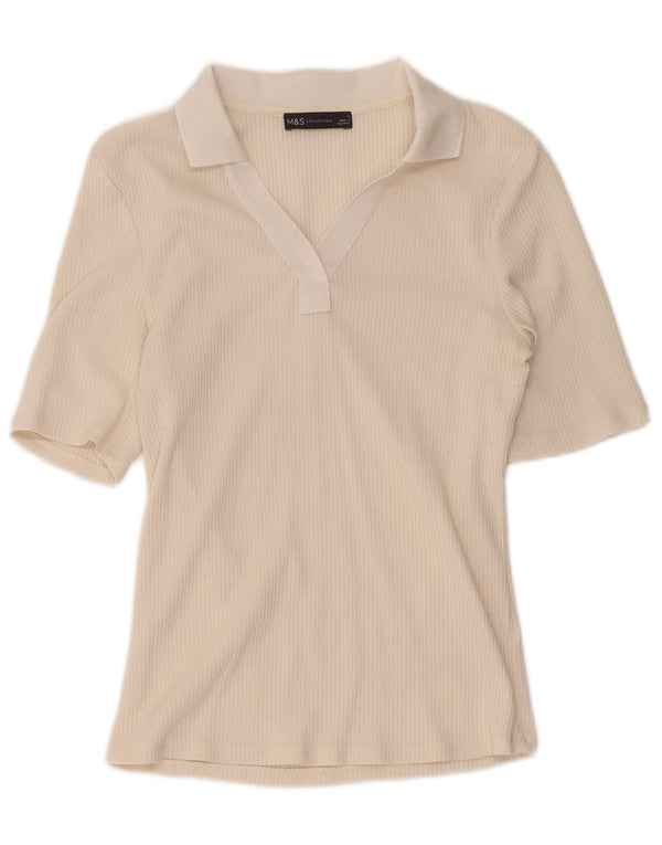 Marks & Spencer Polo Femme UK 12 Polyester Beige Moyen