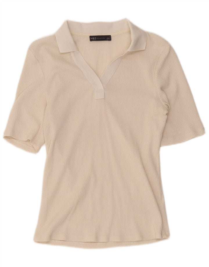 Marks & Spencer Polo Femme UK 12 Polyester Beige Moyen