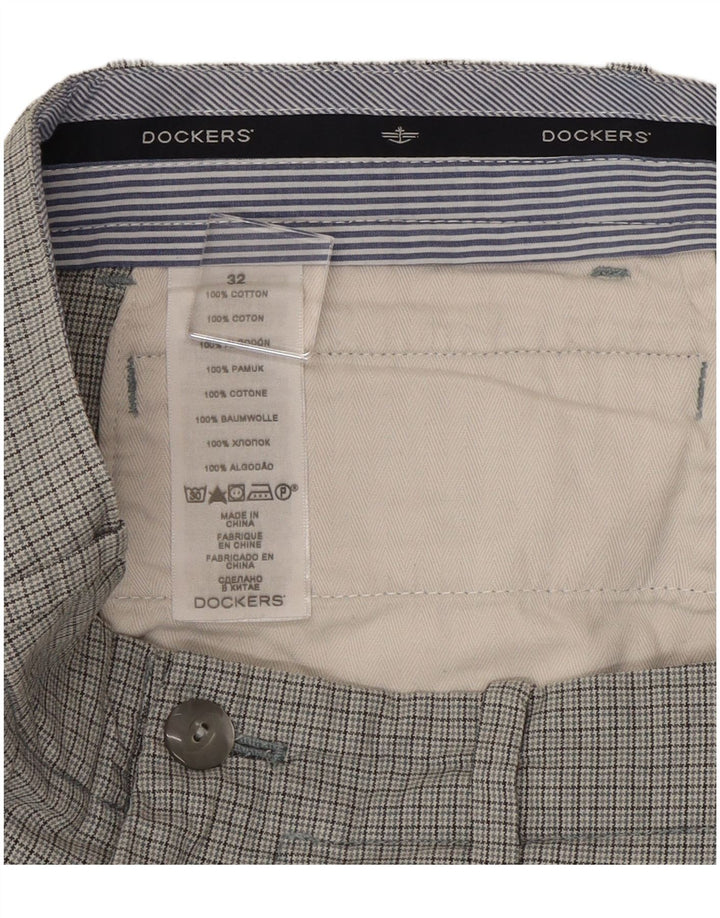 Dockers Short Chino Homme W32 Gris Moyen Pied-de-Poule Coton