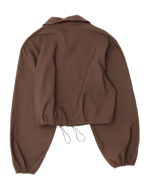 Zara Womens Crop Bomber Jacket UK 10 Petit Marron Polyamide