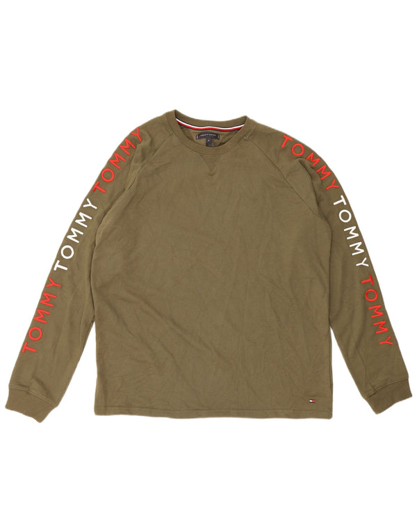 Tommy Hilfiger Haut graphique à manches longues pour homme XL en coton kaki
