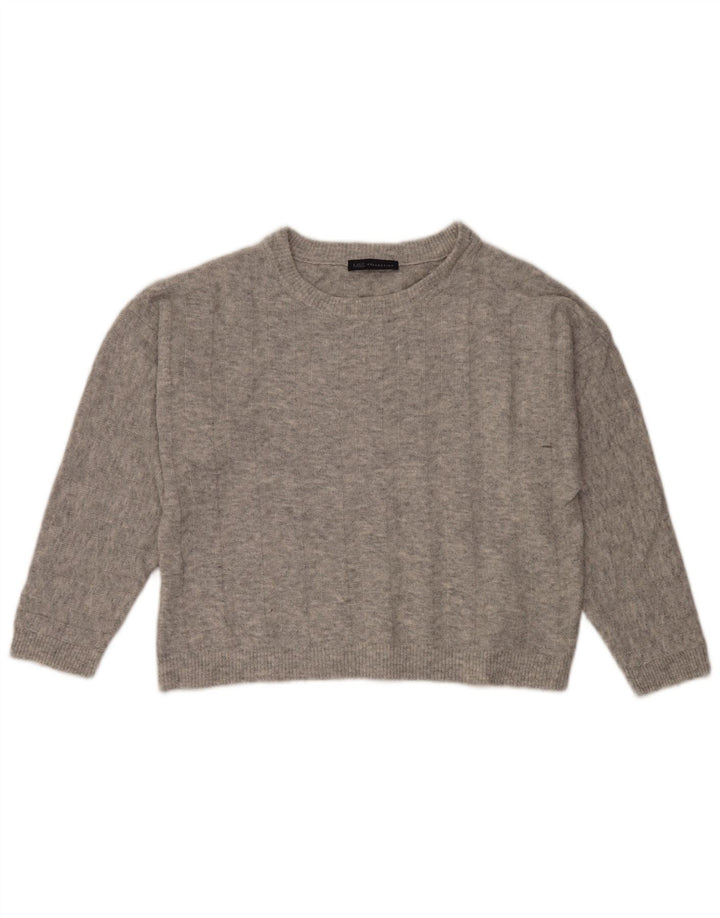 Marks & Spencer Pull court à col rond pour femme Gris moyen UK 12