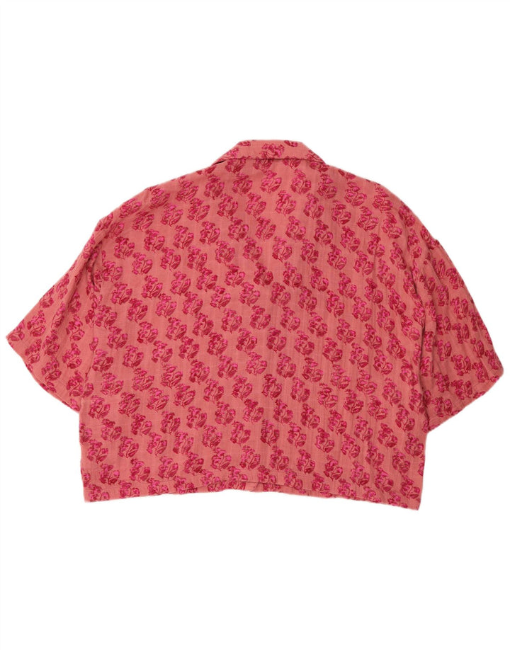 Zara Chemisier surdimensionné à manches courtes pour femme UK 14 Rose moyen floral