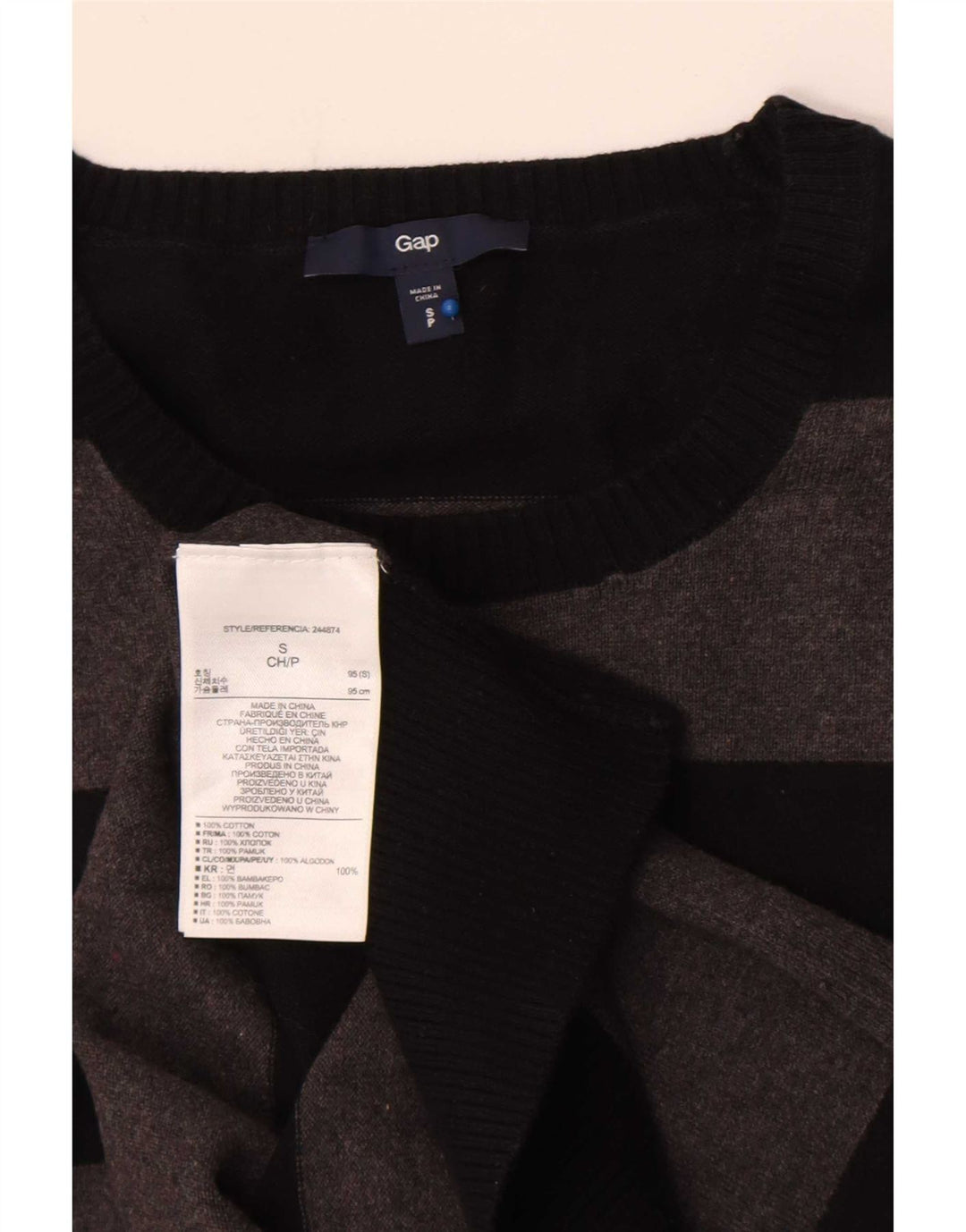 Gap Pull à col rond pour homme Petit coton rayé gris