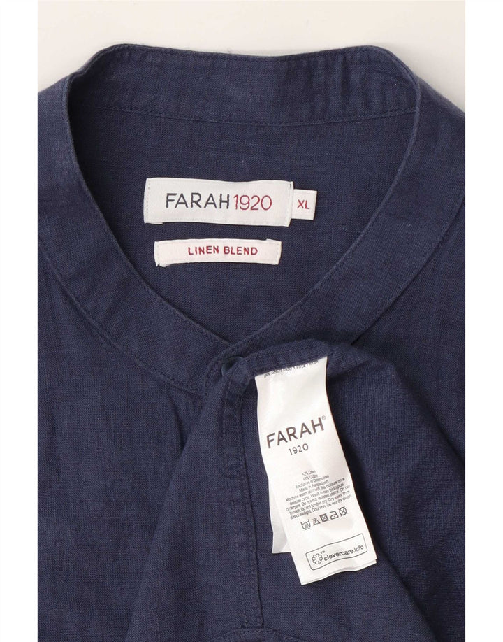 Farah Chemise à Manches Courtes Homme XL Bleu Marine Lin