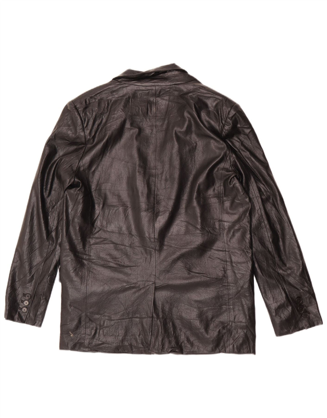Zara Veste blazer en simili cuir à 1 bouton pour femme UK 14 Noir moyen