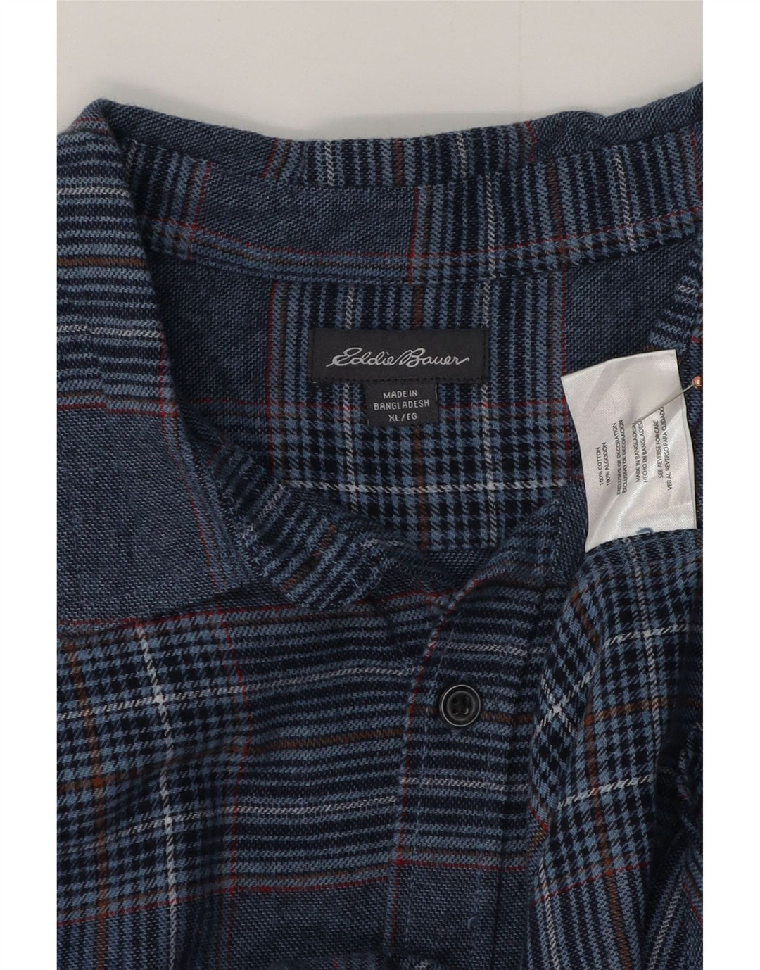 EDDIE BAUER Chemise en flanelle pour homme XL en coton à carreaux bleu